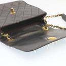 CHANEL Matelasse Chain Flap Shoulder Bag Lamb Skin Black Gold CC Auth 28632SAV-9