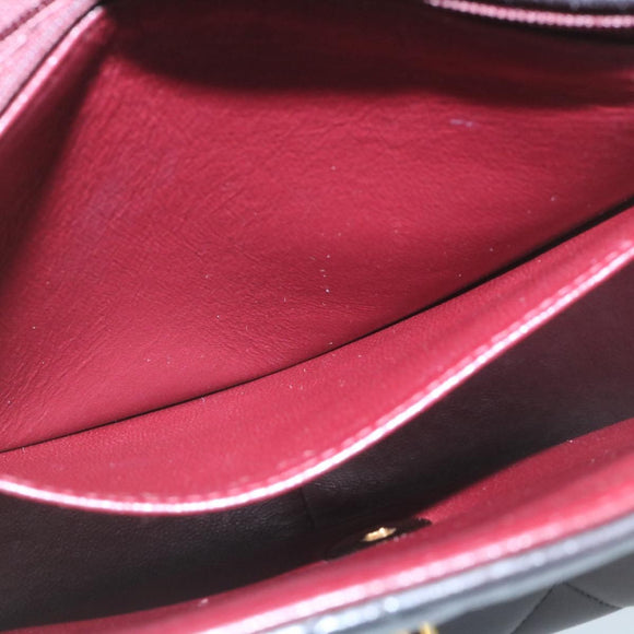 CHANEL Matelasse Chain Flap Shoulder Bag Lamb Skin Black Gold CC Auth 28632SAV