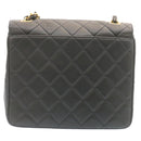 CHANEL Matelasse Chain Flap Shoulder Bag Lamb Skin Black Gold CC Auth 28632SAV-2