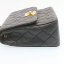 CHANEL Matelasse Chain Flap Shoulder Bag Lamb Skin Black Gold CC Auth 28632SAV-3