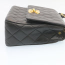 CHANEL Matelasse Chain Flap Shoulder Bag Lamb Skin Black Gold CC Auth 28632SAV-4
