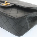 CHANEL Classic Matelasse 23 Chain Flap Shoulder Bag Lamb Skin Black Auth 28634AV-8
