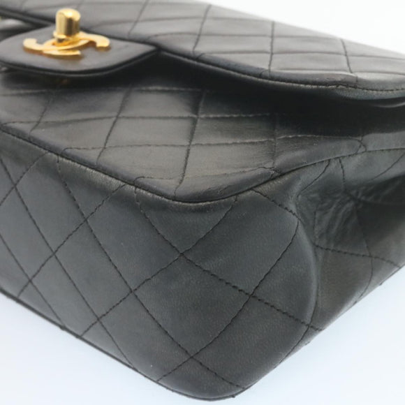 CHANEL Classic Matelasse 23 Chain Flap Shoulder Bag Lamb Skin Black Auth 28634AV