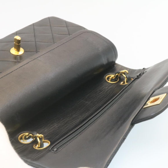 CHANEL Classic Matelasse 23 Chain Flap Shoulder Bag Lamb Skin Black Auth 28634AV