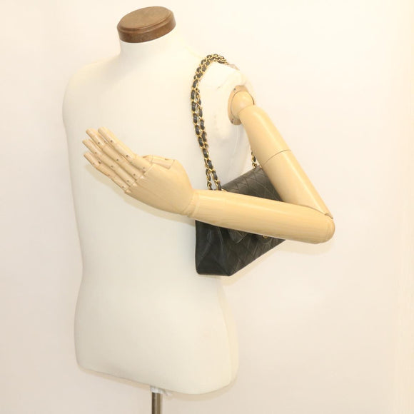 CHANEL Classic Matelasse 23 Chain Flap Shoulder Bag Lamb Skin Black Auth 28634AV