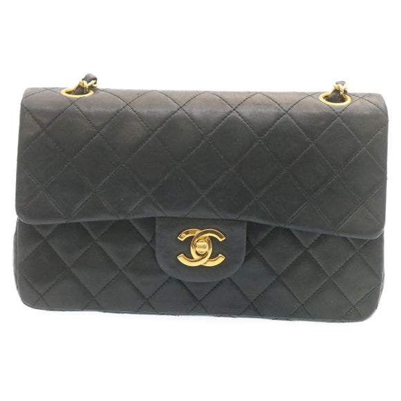 CHANEL Classic Matelasse 23 Chain Flap Shoulder Bag Lamb Skin Black Auth 28634AV