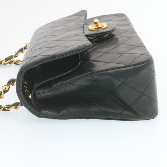 CHANEL Classic Matelasse 23 Chain Flap Shoulder Bag Lamb Skin Black Auth 28634AV