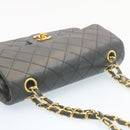CHANEL Classic Matelasse 23 Chain Flap Shoulder Bag Lamb Skin Black Auth 28634AV-6