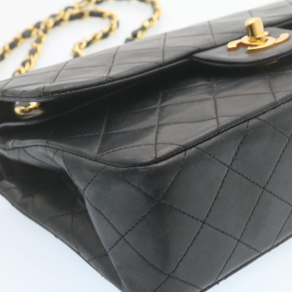 CHANEL Classic Matelasse 23 Chain Flap Shoulder Bag Lamb Skin Black Auth 28634AV