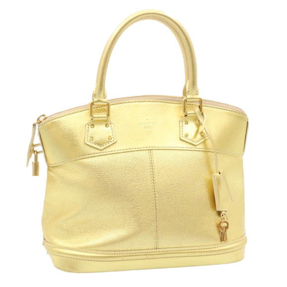 LOUIS VUITTON Suhari Lockit PM Hand Bag Leather Gold M91889 LV Auth 28662SM