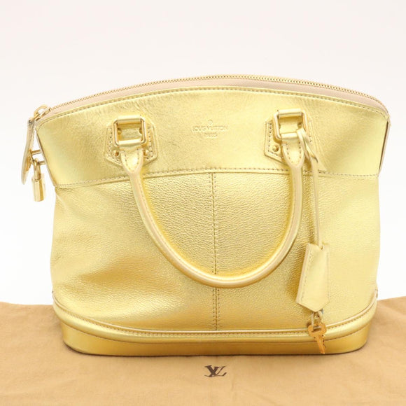 LOUIS VUITTON Suhari Lockit PM Hand Bag Leather Gold M91889 LV Auth 28662SM