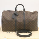 LOUIS VUITTON Monogram Macassar Keepall Bandouliere 55 M56714 Auth 28882S-12