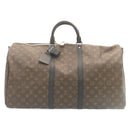 LOUIS VUITTON Monogram Macassar Keepall Bandouliere 55 M56714 Auth 28882S-13