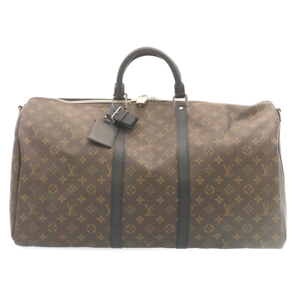 LOUIS VUITTON Monogram Macassar Keepall Bandouliere 55 M56714 Auth 28882S