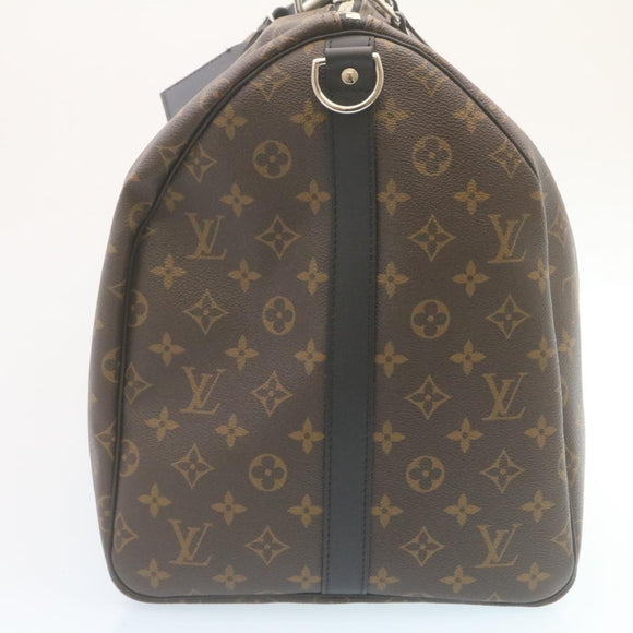 LOUIS VUITTON Monogram Macassar Keepall Bandouliere 55 M56714 Auth 28882S