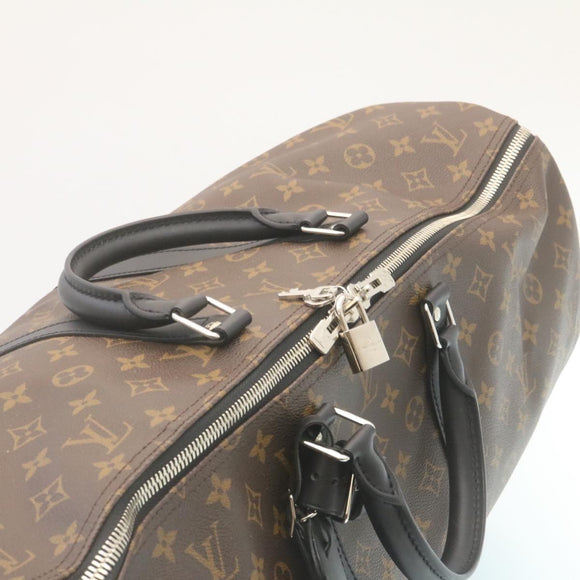 LOUIS VUITTON Monogram Macassar Keepall Bandouliere 55 M56714 Auth 28882S