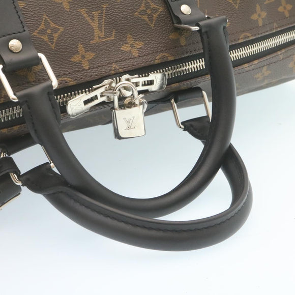 LOUIS VUITTON Monogram Macassar Keepall Bandouliere 55 M56714 Auth 28882S