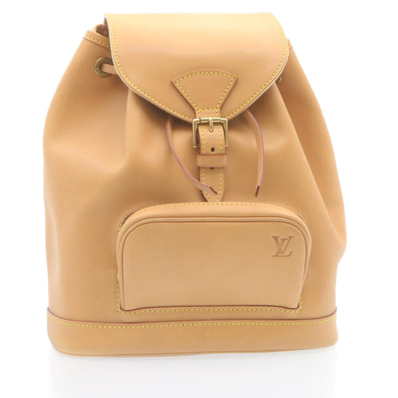 LOUIS VUITTON Nomad leather Montsouris MM Backpack SPO Beige LV Auth 28931SV