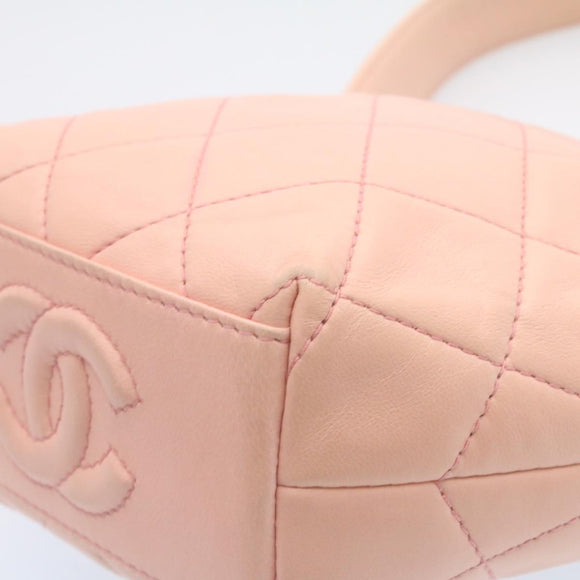 CHANEL Matelasse Hand Bag Lamb Skin Pink CC Auth 29107AV