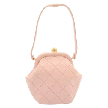 CHANEL Matelasse Hand Bag Lamb Skin Pink CC Auth 29107AV