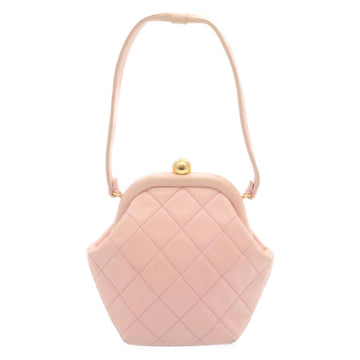 CHANEL Matelasse Hand Bag Lamb Skin Pink CC Auth 29107AV - 0