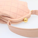 CHANEL Matelasse Hand Bag Lamb Skin Pink CC Auth 29107AV-6
