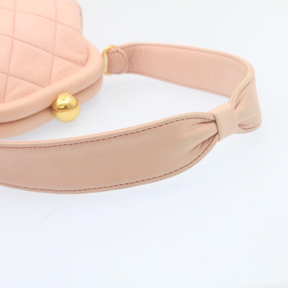 CHANEL Matelasse Hand Bag Lamb Skin Pink CC Auth 29107AV