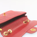 CHANEL Mademoiselle Big Coco Double Chain Shoulder Bag Lamb Skin Red Auth 29129V-17