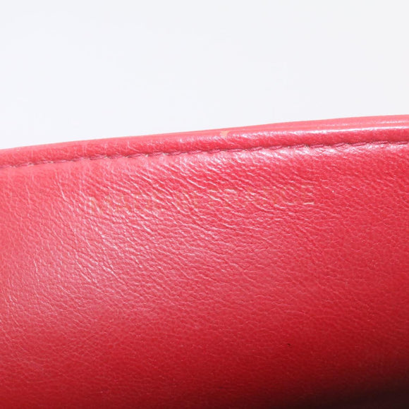 CHANEL Mademoiselle Big Coco Double Chain Shoulder Bag Lamb Skin Red Auth 29129V