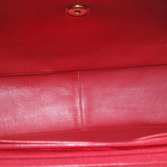 CHANEL Mademoiselle Big Coco Double Chain Shoulder Bag Lamb Skin Red Auth 29129A