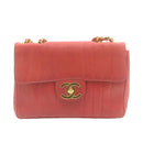 CHANEL Mademoiselle Big Coco Double Chain Shoulder Bag Lamb Skin Red Auth 29129A-13