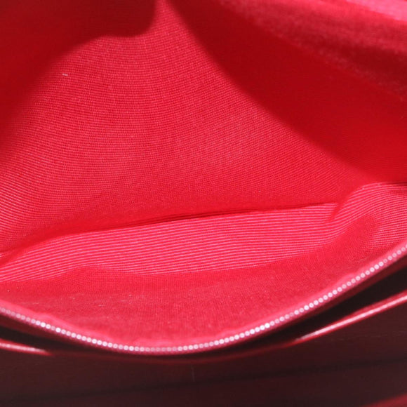 CHANEL Mademoiselle Big Coco Double Chain Shoulder Bag Lamb Skin Red Auth 29129A