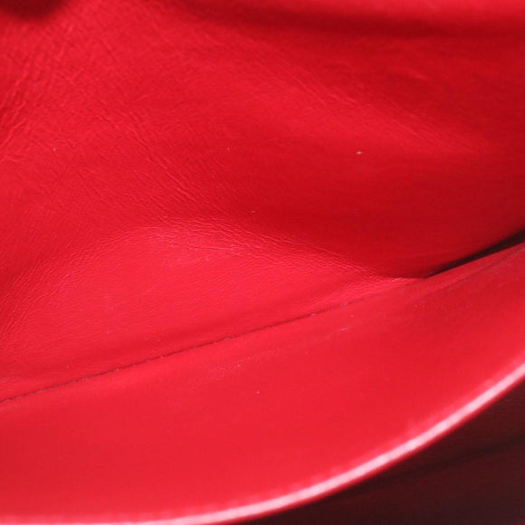CHANEL Mademoiselle Big Coco Double Chain Shoulder Bag Lamb Skin Red Auth 29129A