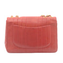 CHANEL Mademoiselle Big Coco Double Chain Shoulder Bag Lamb Skin Red Auth 29129V-2