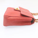 CHANEL Mademoiselle Big Coco Double Chain Shoulder Bag Lamb Skin Red Auth 29129V-4