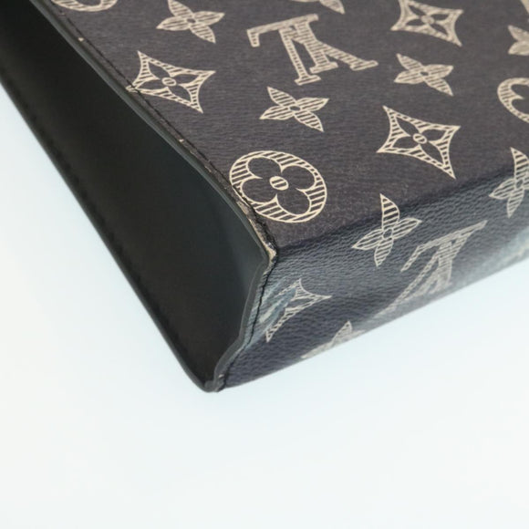 LOUIS VUITTON Monogram Savanna Pochette Voyage ClutchBag Navy M66639 Auth 29183SM