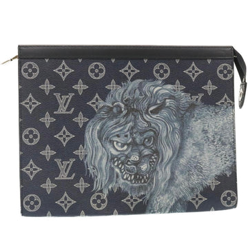 LOUIS VUITTON Monogram Savanna Pochette Voyage ClutchBag Navy M66639 Auth 29183A