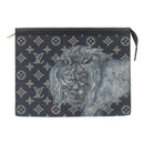 LOUIS VUITTON Monogram Savanna Pochette Voyage ClutchBag Navy M66639 Auth 29183A-13