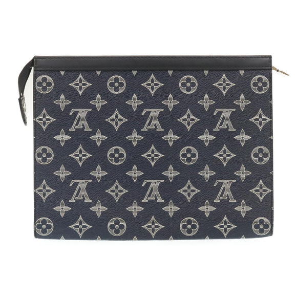 LOUIS VUITTON Monogram Savanna Pochette Voyage ClutchBag Navy M66639 Auth 29183SM