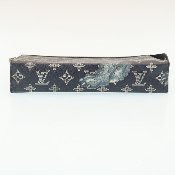 LOUIS VUITTON Monogram Savanna Pochette Voyage ClutchBag Navy M66639 Auth 29183SM
