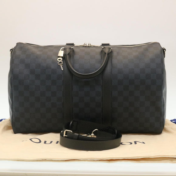 LOUIS VUITTON Damier Cobalt Keepall Bandouliere 45 Boston Bag N41349 Auth 29189S