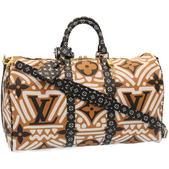 LOUIS VUITTON LV Crafty Keepall Bandouliere 45 Boston Caramel M45473 Auth 29194S