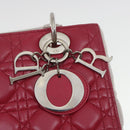Christian Dior Lady Cannage Medium Hand Bag Lamb Skin Red White Auth 29502SAV-18