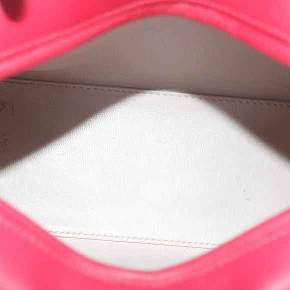 Christian Dior Lady Cannage Medium Hand Bag Lamb Skin Red White Auth 29502AV