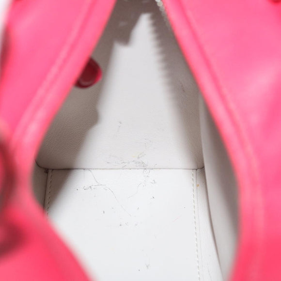 Christian Dior Lady Cannage Medium Hand Bag Lamb Skin Red White Auth 29502AV