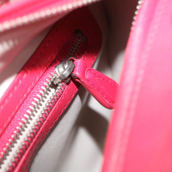 Christian Dior Lady Cannage Medium Hand Bag Lamb Skin Red White Auth 29502AV