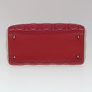 Christian Dior Lady Cannage Medium Hand Bag Lamb Skin Red White Auth 29502SAV-5