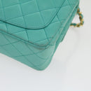 CHANEL Mini Matelasse 17 Flap Chain Bag Lamb Skin Light Blue CC Auth 29527A-17