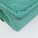 CHANEL Mini Matelasse 17 Flap Chain Bag Lamb Skin Light Blue CC Auth 29527A-18
