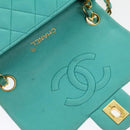 CHANEL Mini Matelasse 17 Flap Chain Bag Lamb Skin Light Blue CC Auth 29527A-10
